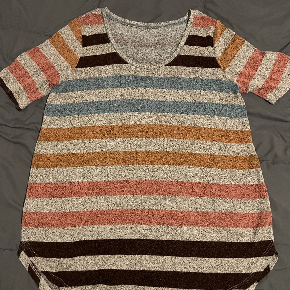 Maurices 24/7 Heather Gray Multicolor Striped Top